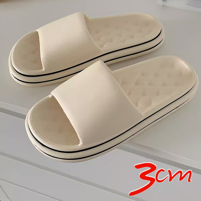 サンダル メンズ レディース スライドサンダル 厚底 3cm EVA 軽量 柔らかい 抗菌防臭素材 滑り止め スリッパ 海 プール 22.5cm 23cm 27.5cm ベージュ ブラック