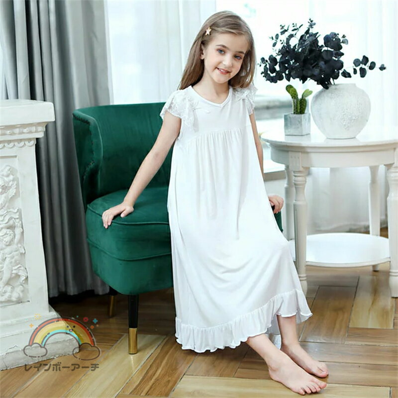 パジャマ 女の子 夏 子供服 キッズ ネグリジェ ワンピース お姫様 ノースリーブ 子供服 上品 オシャレ ルームウェア 部屋着 寝巻き カジュアル ゆったり かわいい おしゃれ