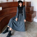 ワンピース レトロワンピース ロングワンピース 長袖ワンピース レディース ロング丈 長袖 ウエストマーク 着痩せ 大人カジュアル お出かけ ガーリー レトロ ...
