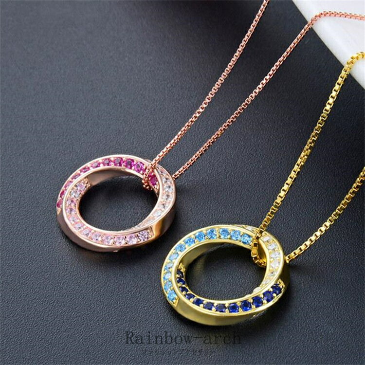 ネックレス レディースリング 3色 贅沢36粒 カラフル 虹色 上品 母の日ギフト 20代30代40代50代 女性 人気 嫁 妻 彼女 母 ジュエリーパッケージ付き