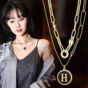 ネックレス レディース イニシャル 10代20代30代40代 プレート 円 長さ調整 3way 18KGP ゴールド 10代20代30代40代 母の日ギフト 人...