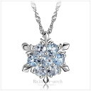 ネックレス レディース アクアマリン 雪華 結晶 ラッキーモチーフ SILVER925 プラチナ仕上げ 人気 母の日ギフト パッケージ付き