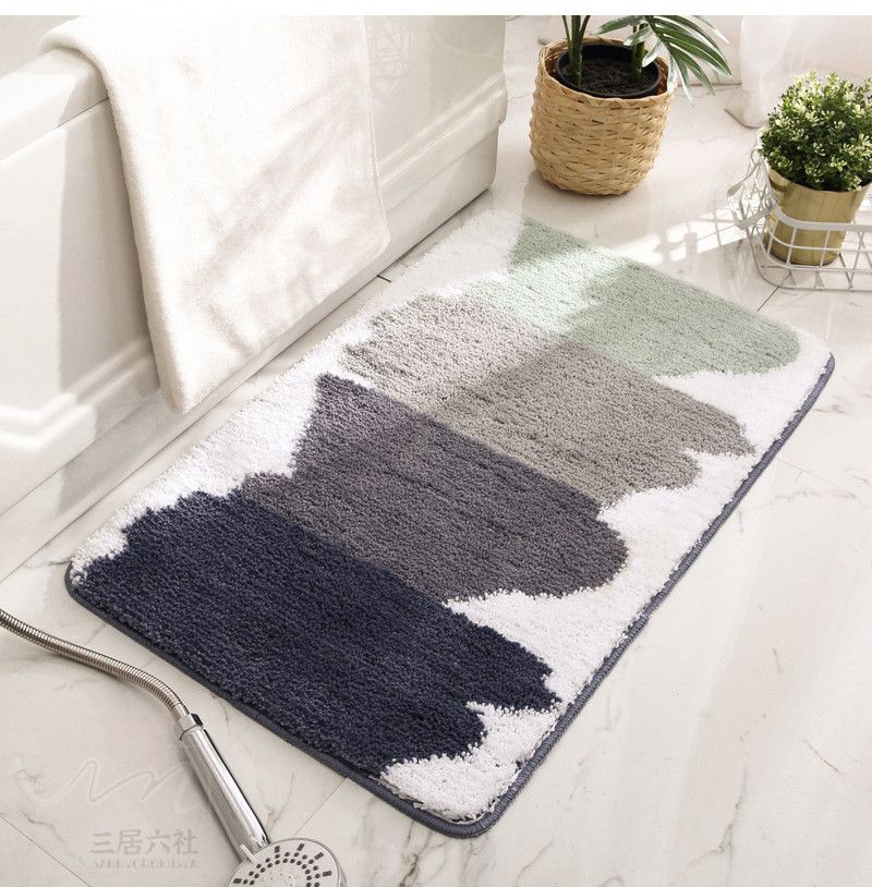 バスマット 大判 フロアマット お風呂マット キッチンマット 絨毯 玄関 吸水 速乾性 滑りにくい 6色 シ..