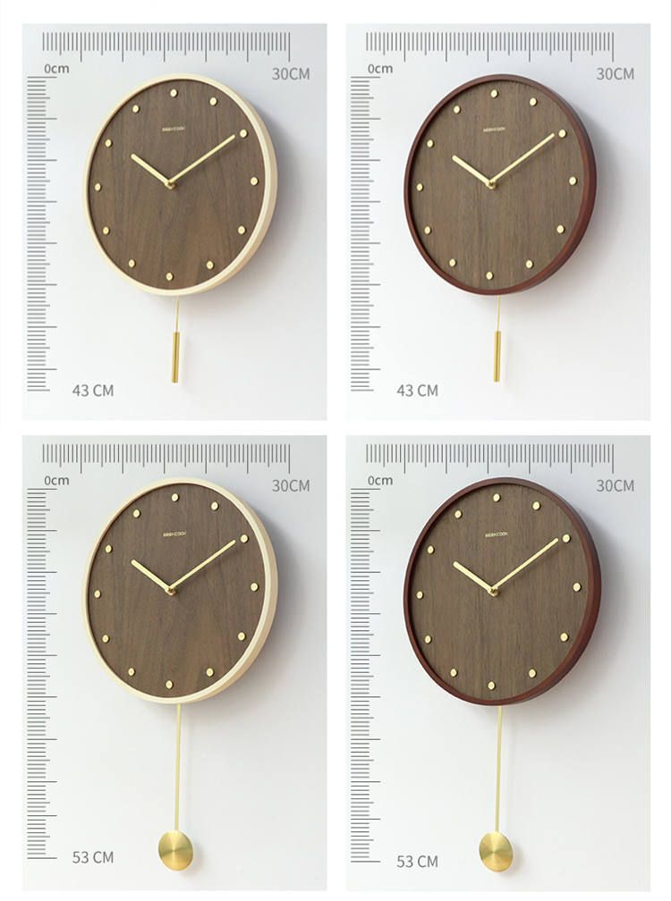 壁掛け時計 壁掛時計 掛け時計 木製 振り子時計 モダン シンプル 静音 北欧 クラシック ナチュラル ウォールクロック デコレーション 個性的 おしゃれ 30cm [3]