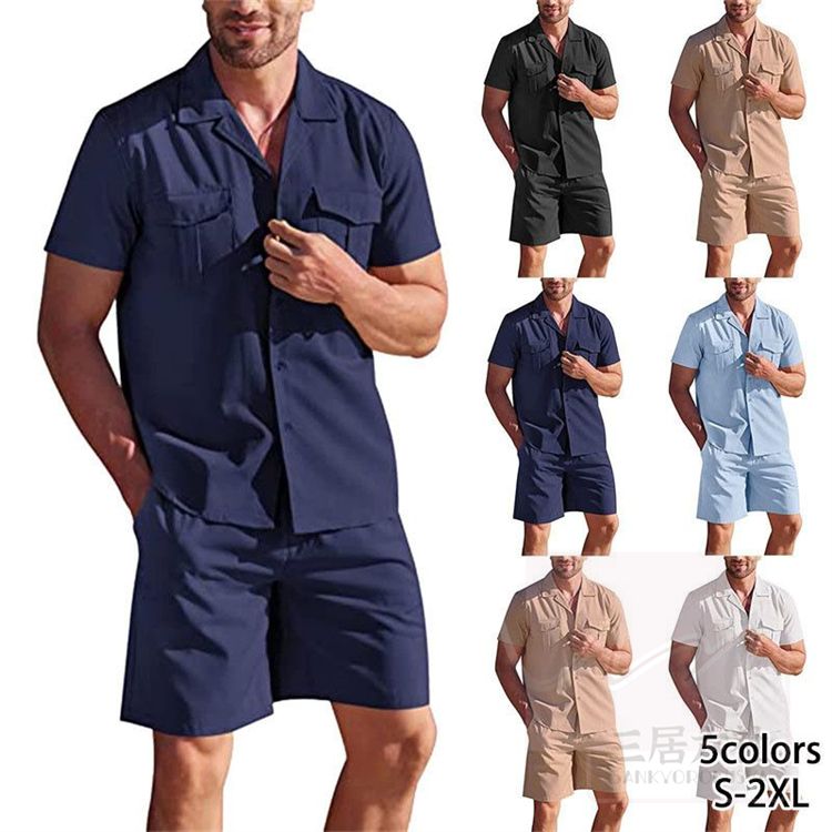 綿麻上下セット セットアップ 涼感 接触冷感 リネン 夏 半袖 セットアップ メンズ 綿麻リネン メンズ T..