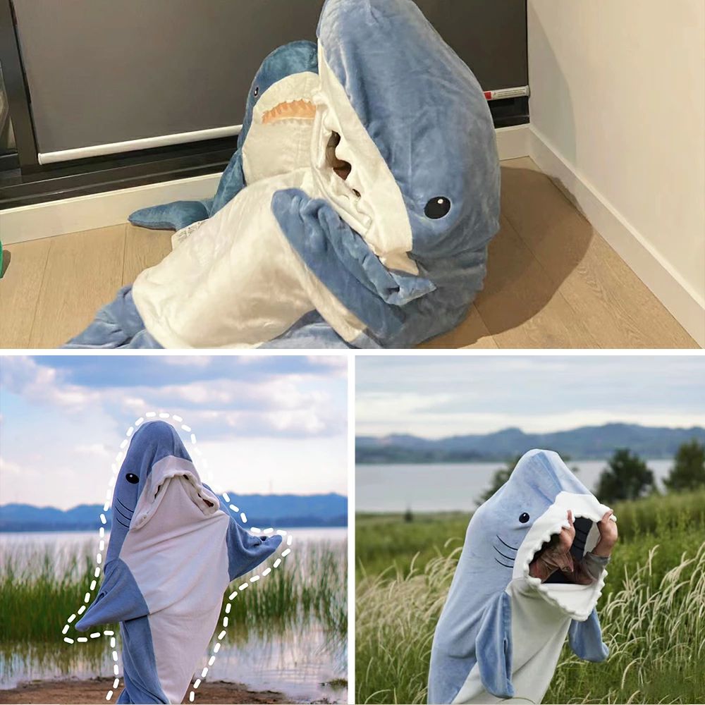 フランネルハ 昼寝毛布 さめ 柔らかい パジャマ きぐるみ 大人 子供 ブランケット ぬいぐるみ 着ぐるみ 着る毛布 パジャマ 寝袋