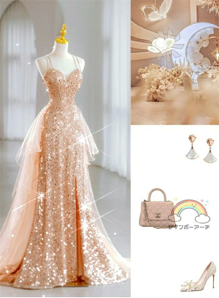 カラードレス 演奏会 カラードレス ゴールド 二次会ドレス 演奏会ドレス 結婚式 花嫁ドレス ブライダル 前撮り 披露宴 コンサート イブニングドレス カクテルドレス パーティードレス ピアノ 海外挙式 大きいサイズ