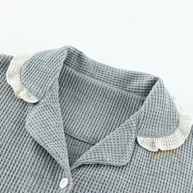 ペア パジャマ 長袖 男女2着 セット 無地 フレア シンプル かわいい 大きいサイズ 前開き カップル コットン 秋冬 韓国 ルームウェア 秋 ワッフル生地 冬 ペアパジャマ 結婚祝い プレゼント お祝い おもしろ 部屋着 春秋 夫婦 ギフト 上下セット レディース メンズ