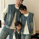 親子 ペアルック 赤ちゃん トレーナー ジャケット 春 秋 デニム ストリートコーデ タンキニ ベスト 親子ペアルック トップス ゆったり ママ 女の子 冬 ブ...
