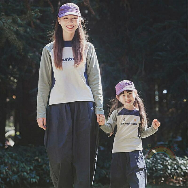 親子 ペアルック 赤ちゃん トレーナー トップス キッズ uネック 女子 つなぎ 秋 長袖トップス 親子ペア..