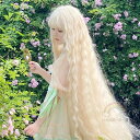 ハロウィン ウィッグ カールウィッグ クリーム ピンク 精霊 物語のお姫 アニメ コスプレ ウールロール レディース かつら ロングかつら イベント コスプレ ...