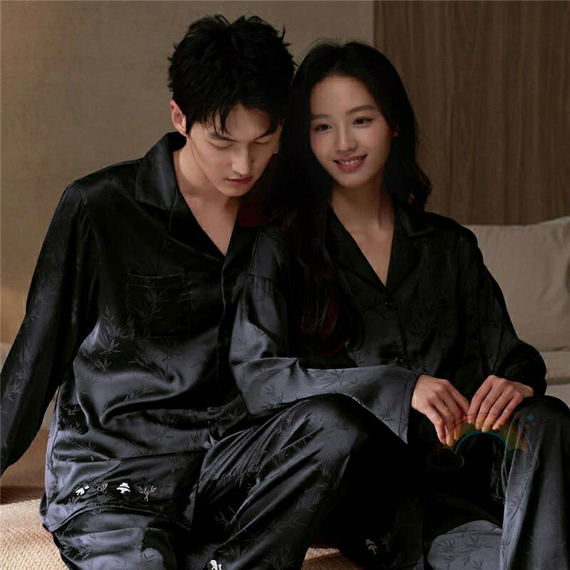 ペア パジャマ 合成シルク 長袖 男女2着 セット 夏 セットアップ カップル 春 秋 長袖トップス ルームウェア レディース 2点セット 高級 サテン メンズ 結婚祝い プレゼント ペアパジャマ 春夏 シルクの質感 おすすめ セクシー おしゃれ 人気 部屋着