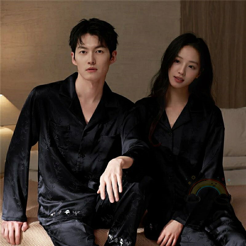 ペア パジャマ 合成シルク 長袖 男女2着 セット 夏 セットアップ カップル 春 秋 長袖トップス ルームウェア レディース 2点セット 高級 サテン メンズ 結婚祝い プレゼント ペアパジャマ 春夏 シルクの質感 おすすめ セクシー おしゃれ 人気 部屋着