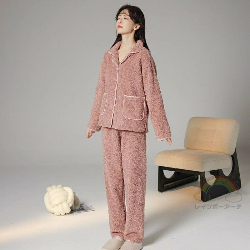 ペアパジャマ もこもこ 冬 厚手 防寒 大きいサイズ 前開き カップル パジャマ 秋冬 ルームウェア おしゃれ ペア 長袖 レディース 夫婦 メンズ 上下セット 秋 結婚祝い プレゼント お祝い お揃い ギフト 記念日 部屋着