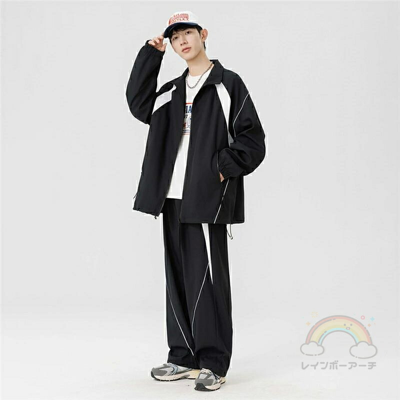 セットアップ ジャージ メンズ カジュアル アウトドア 春 秋 長袖トップス 2点セット 長袖 韓国風 秋服..