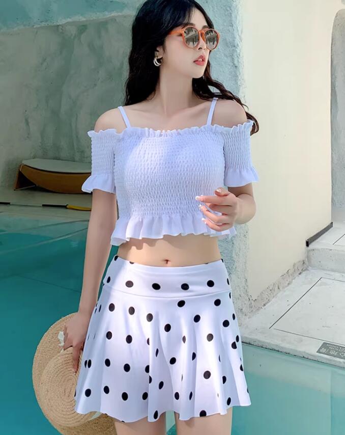 2点セット ミズギ レディース 水着 ワンピース 女性 韓国風 高校生 みずぎ 美胸 ビキニ 水着ワンピース 可愛い 小胸 体型カバー オシャレ タンキニ おしゃれ ワイヤーなし フレアスカート ビーチウェア温泉 ママ 日焼け防止