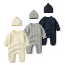 ロンパース 長袖 帽子付き ニット セーター 男の子 女の子 ベビー カバーオール キッズ ベビー服 新生児 赤ちゃん ボディスーツ 長ズボン 子供服 退院着 ベビーロンパース お部屋着 おしゃれ 可愛い 59cm 66cm 73cm 80cm 90cm 出産お祝い 暖かい 春 秋 冬