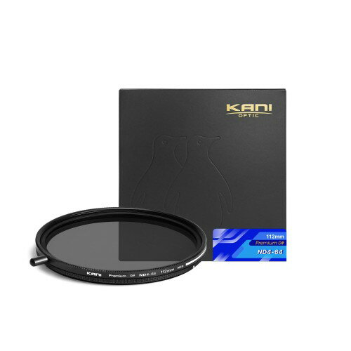 KANI 112mm 可変NDフィルター ZeroSharpシリーズ Premium ND4-64 減光効果2～6絞り分 色再現性改善 着脱式調整用ノブ付 高濃度時X状ムラ抑制 低反射 撥水 撥油 防汚 ナノコーティング 819703