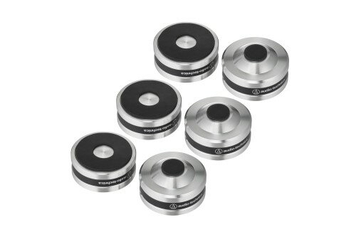 オーディオテクニカ AT6099a レコードプレーヤー インシュレーター スピーカー スパイク ステンレス削り出し 高密度ウレタン SlimeFlex 6個1組 シルバー