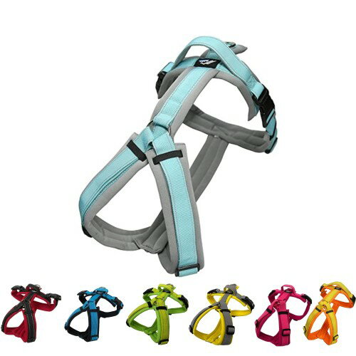 Other Animals - Hakusan ゼロハーネス 負担軽減 犬用ハーネス サイズ調整可 簡単着脱 夜間反射材 軽量 通気 ハンドル付き ネームプレート S サイズ グレイ×ミント