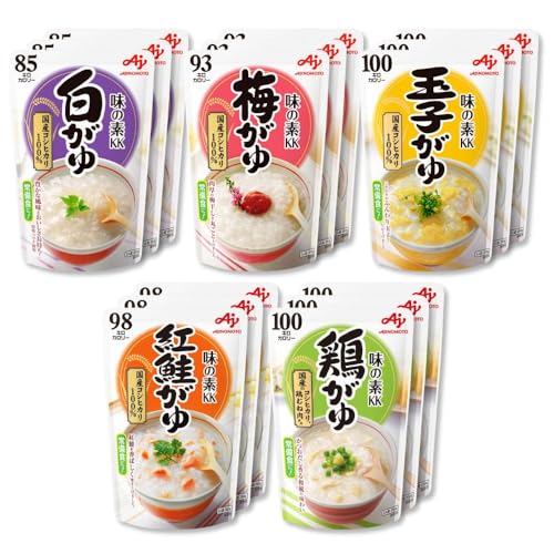 Other - Ajinomoto 味の素 おかゆ 5種×3食 バラエティセット 白がゆ 梅がゆ 玉子がゆ 紅鮭がゆ 鶏がゆ レトルト 非常食