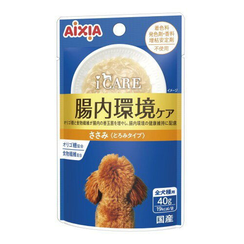 i CARE ドッグ 腸内環境ケア ささみ とろみタイプ 40g×12袋 [ドッグフード・ウェット］