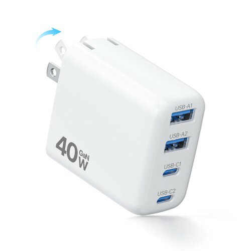 合計40W 急速充電器 タイプc 充電器4台同時充電・超低温・折畳み式iPhone 充電器 PD 急 ...