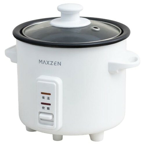 炊飯器 1.5合 MAXZEN 1人暮らし 自動保温 かんたん操作 シンプル ガラス蓋 お手入れ簡単 レシピ付き コンパクト おしゃれ ホワイト 白 MRC-HS151 マクスゼン エクプラ特選
