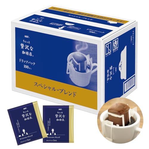 メーカー名:AGF ブランド名:ちょっと贅沢な珈琲店 商品タイプ:ドリップコーヒー 原産国:日本 原材料:コーヒー豆(生豆生産国名:ブラジル、ベトナム、他) 賞味期限:製造日から 390 日 おいしい飲み方:対応カップ;直径/6.5~9cm用意するもの:お湯約140ml1 バッグを振り、粉を下によせ、キリトリ線下の点線に沿って切り取る。2 フックの下部をつまみ、左右に広げカップのフチにセットする。3 フックの外側を折り曲げ、注ぎ口を安定させる。4 少量のお湯を粉に注ぎ、約20秒蒸らした後、2、3回に分けてお湯を注ぐ。 栄養成分表示:ー(栄養成分表示の省略対象の製品です) アレルゲン:なし 保存方法:高温、多湿を避けて保存してください。