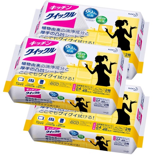 まとめ買いキッチンクイックル 台所用洗剤 シートタイプ 詰替用 24枚×3個