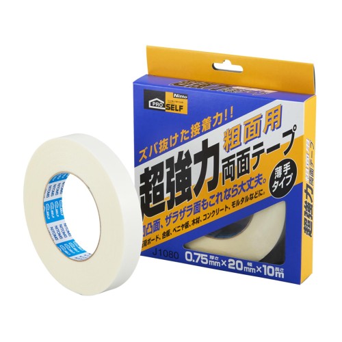 Rakuten - ニトムズ(Nitoms) PROSELF(プロセルフ) 超強力両面テープ 粗面用薄手(箱) 石膏ボード コンクリート 仮固定 仮止め 強力 幅20mm×長さ10m×厚さ0.75mm J1080
