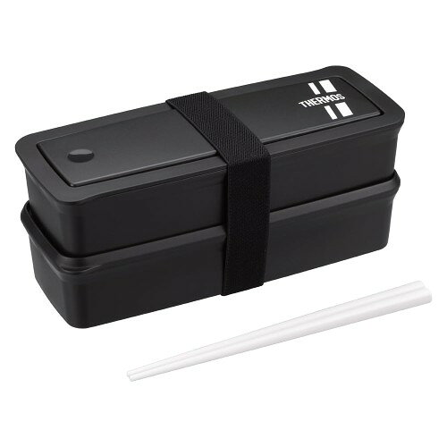 シンプルデザインのお弁当箱! 本体サイズ(約):幅21×奥行き8×高さ9cm、本体重量(約):300g、容量:980ml 原産国:中国 素材:上フタ・下フタ・本体・仕切り:ポリプロピレン / ハシフタ:ABS樹脂 / パッキン:シリコーンゴム / ハシ:飽和ポリエステル樹脂