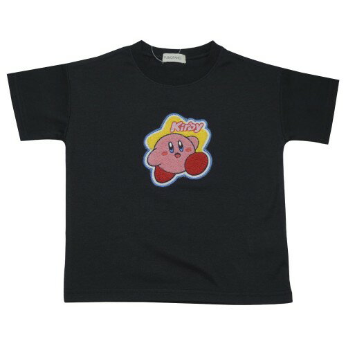 2026年 夏物 天竺 FUNOFANO 星のカービィ サガラ刺繍 半袖Tシャツ BANDAI バンダイ 任天堂 Nintendo ブラック◇110cm