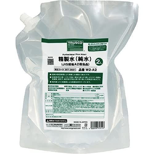 Rakuten - トラスコ中山(TRUSCO) 精製水(純水) パウチタイプ JIS規格A1~2相当品 2L W2-A2