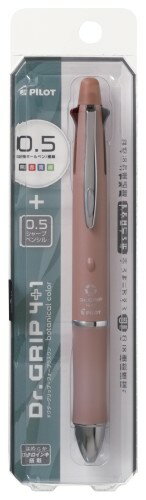 Rakuten - PILOT 多機能ペン ドクターグリップ4+1 油性インク 0.5mm(黒・赤・青・緑)＋シャープ 0.5mm オールドローズ PBH41DG155OR パック入 パイロット