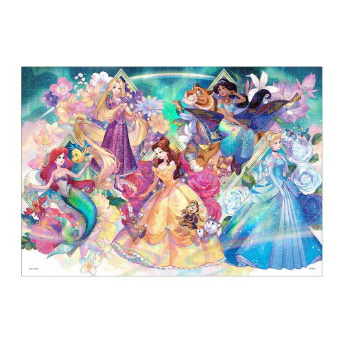 テンヨー(Tenyo) 日本製 1000ピース レインボー・ホログラフィック・ペーパー ジグソーパズル ディズニー Princess Prism Fantasy (51x73.5cm) 藤ちょこ Fuzichoco D-1000-900 のり付き ヘラ付き サービスカード付き