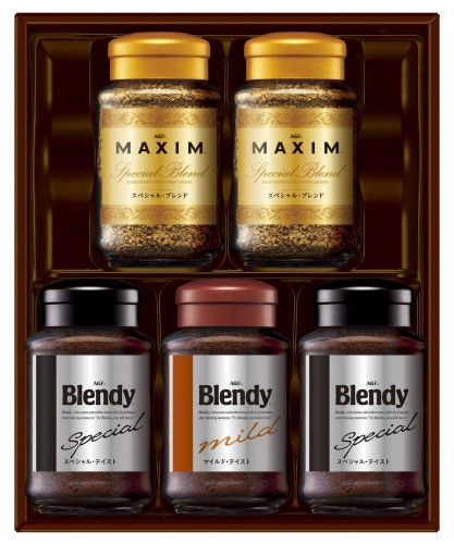 原材料:マキシムスペシャルブレンド65g×2・ブレンディ(スペシャルテイスト×2・マイルドテイスト)各70g 商品サイズ(高さx奥行x幅):30.5cm×6.9cm×25.6cm
