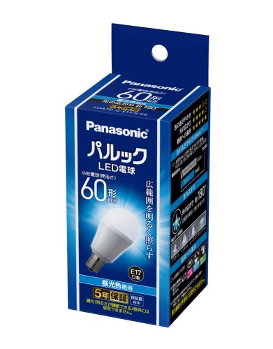 Rakuten - パナソニック ミニクリプトン型 パルック LED電球 口金 E17 電球60W形相当 昼光色相当(6.9W) 小形電球・広配光タイプ 1個入 断熱材施工器具 密閉器具対応 LDA7DGE17SK6