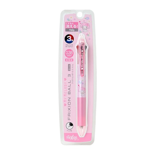 本体サイズ：約幅1.3×奥行2.3×高さ14.5cm。主な材料・原料：ポリカーボネート ボール径:0.38mm。インク色:黒、赤、青。ノック式。こすると消えるフリクション※「FRIXION」および「フリクション」は、株式会社パイロットコーポレーションの登録商標です。 (C) 2025 SANRIO CO., LTD.　著作 株式会社サンリオ