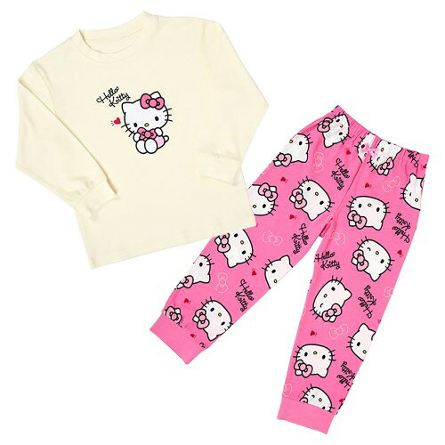 本体サイズ：110cm身長:105-115cm。主な材料・原料：本体:ポリエステル65％、綿35％リブ部分:ポリエステル62％、綿33％、ポリウレタン5％ パンツのウエストは総ゴム。タグにお名前スペース付き※総柄デザインの部分は、商品によって柄の出方が若干異なります。 (C) 2025 SANRIO CO., LTD.　著作 株式会社サンリオ
