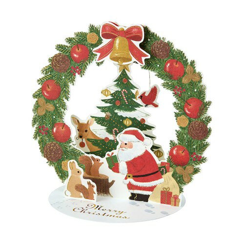 サンリオ(SANRIO) クリスマスカード メッセージカード クリスマス リースのアーチにサンタと動 ...