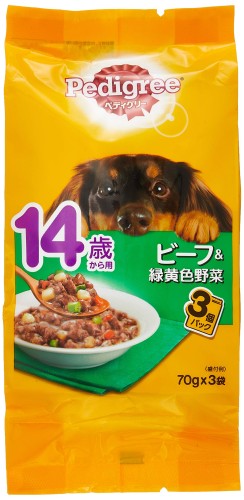 ペディグリー シニア犬 14歳から用 ビーフ緑黄色野菜 210g(70g×3袋)×6個 [ドッグフード・パウチ]