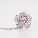 ネックレス キュービックジルコニア ホワイト ブルー ピンク パープル 真鍮 シルバー 小豆 アズキチェーン カニカン モチーフ フラワー 花 40+5cm パ...