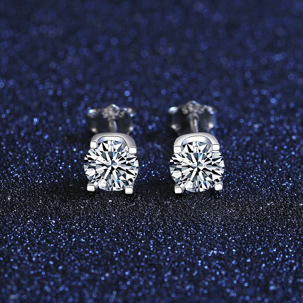 ピアス 両耳用 0.5Carat Pair モアサナイト シルバー925 ホワイト シルバー スタッド ラウンド 中粒 一粒 4本爪 シンプル 上品 大人 おしゃれ 通勤 パッケージ付き(4)