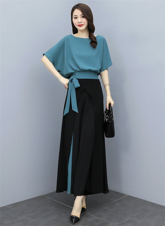 パンツ セットアップ レディース パンツドレス パンツスーツ 2点セット 春 夏 上下セット ワイドパンツ ガウチョパンツ ロングパンツ ブラウス tシャツ トップス 半袖 春 夏 ゆったり 通勤 OL おしゃれ フォーマル シフォン
