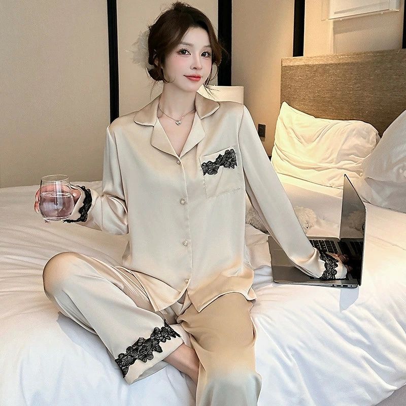 ペア パジャマ 合成シルク 長袖 男女2着 セット セットアップ 春 秋 薄手 夏 レディース 2点セット 高級 サテン メンズ パジャマ 結婚祝い プレゼント ペアパジャマ 春夏 シルクの質感 カップル ペア ルームウェア セクシー おしゃれ 人気 部屋着