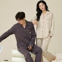ペア パジャマ 長袖 男女2着 セット 春 前開き おしゃれ 秋 綿 長袖 2点セット 高級 カップル ペア ルームウェア 春秋 ペアパジャマ 冬 結婚祝い プ...