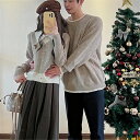 ペアルック セーター 春 秋 レディース winter uネック 前開き セーター 秋冬 韓国 ペアルック カップル お揃い 服 トップス クリスマス プレゼント リンクコーデ ペア カップル ペアルック ブランド コーデ メンズ ブランド かわいい スウェット 人気 冬 秋服