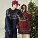 ペアルック セーター 春 秋 レディース クリスマス セーター 秋冬 ニット 長袖 ペアルック カップル お揃い 服 トップス クリスマス プレゼント リンクコ...