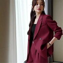 スーツ レディース セットアップ ジャケット 長袖 韓国 2点セット カジュアルパンツ パンツスーツ レディース スーツ セット 結婚式 入学式 卒業式 ママ ...